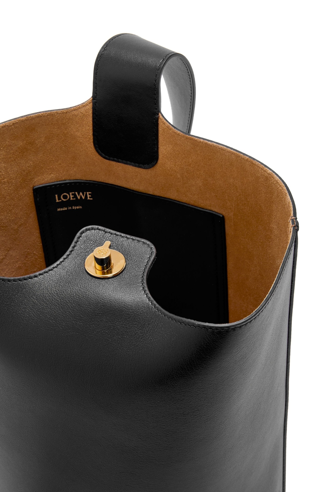 Loewe Green Calfskin Pebble Bucket Medium Bag Women In Black