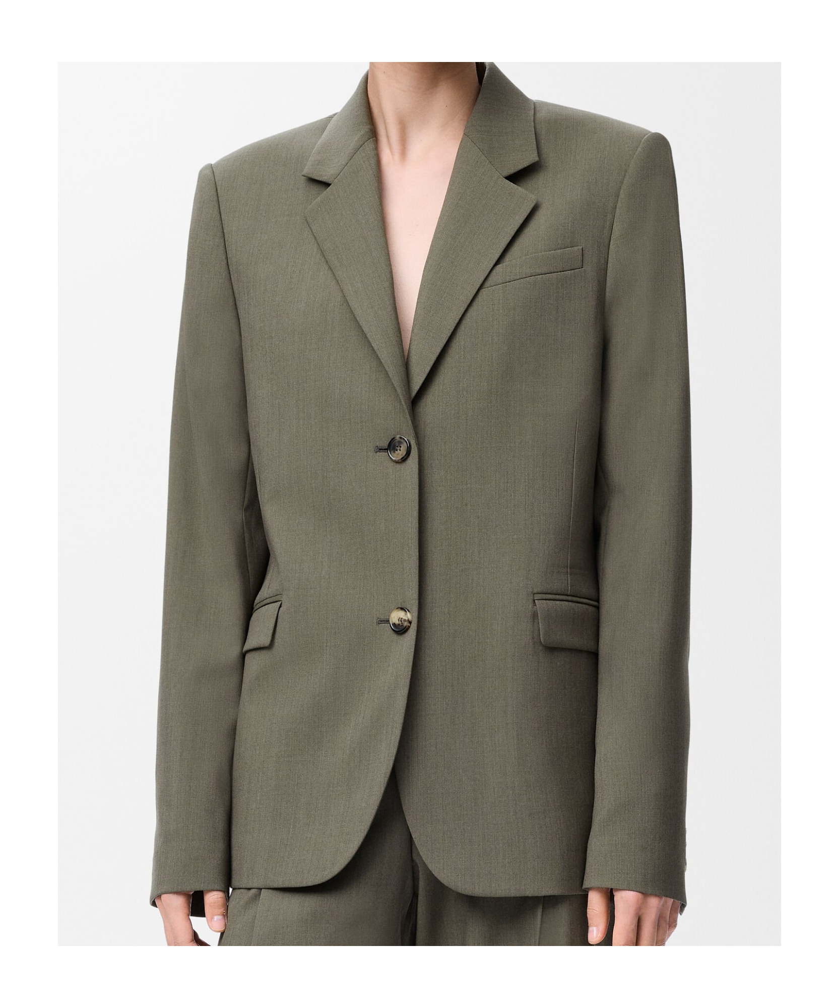 Loewe Womens Khaki Green Split-back Single-breasted Wool Blazer In Green