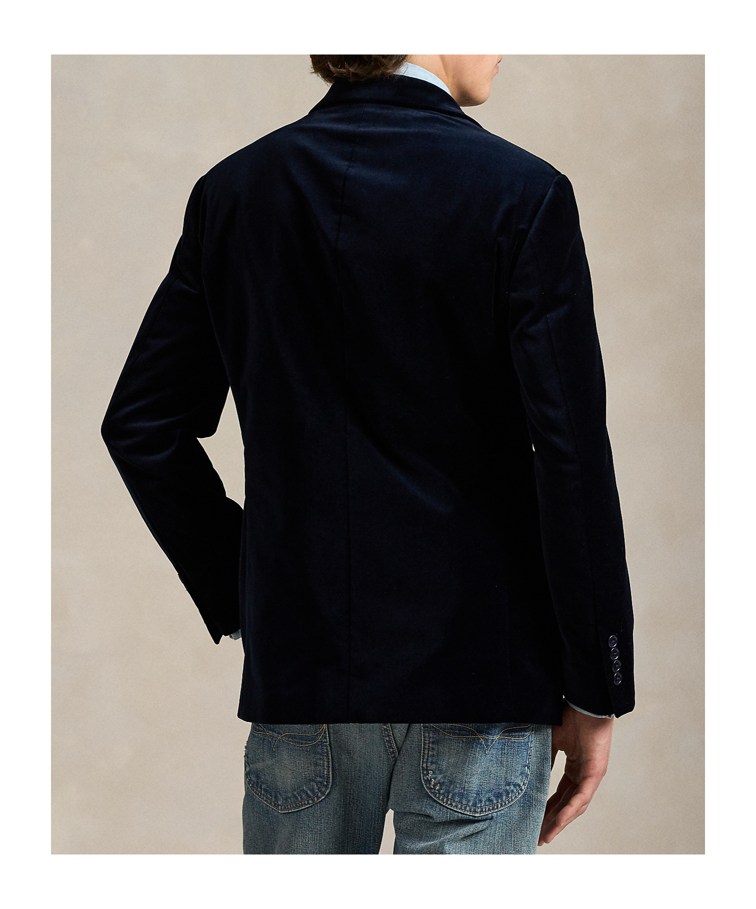 Polo Ralph Lauren Mens Peak-lapel Double-breasted Velvet Blazer Navy In Black