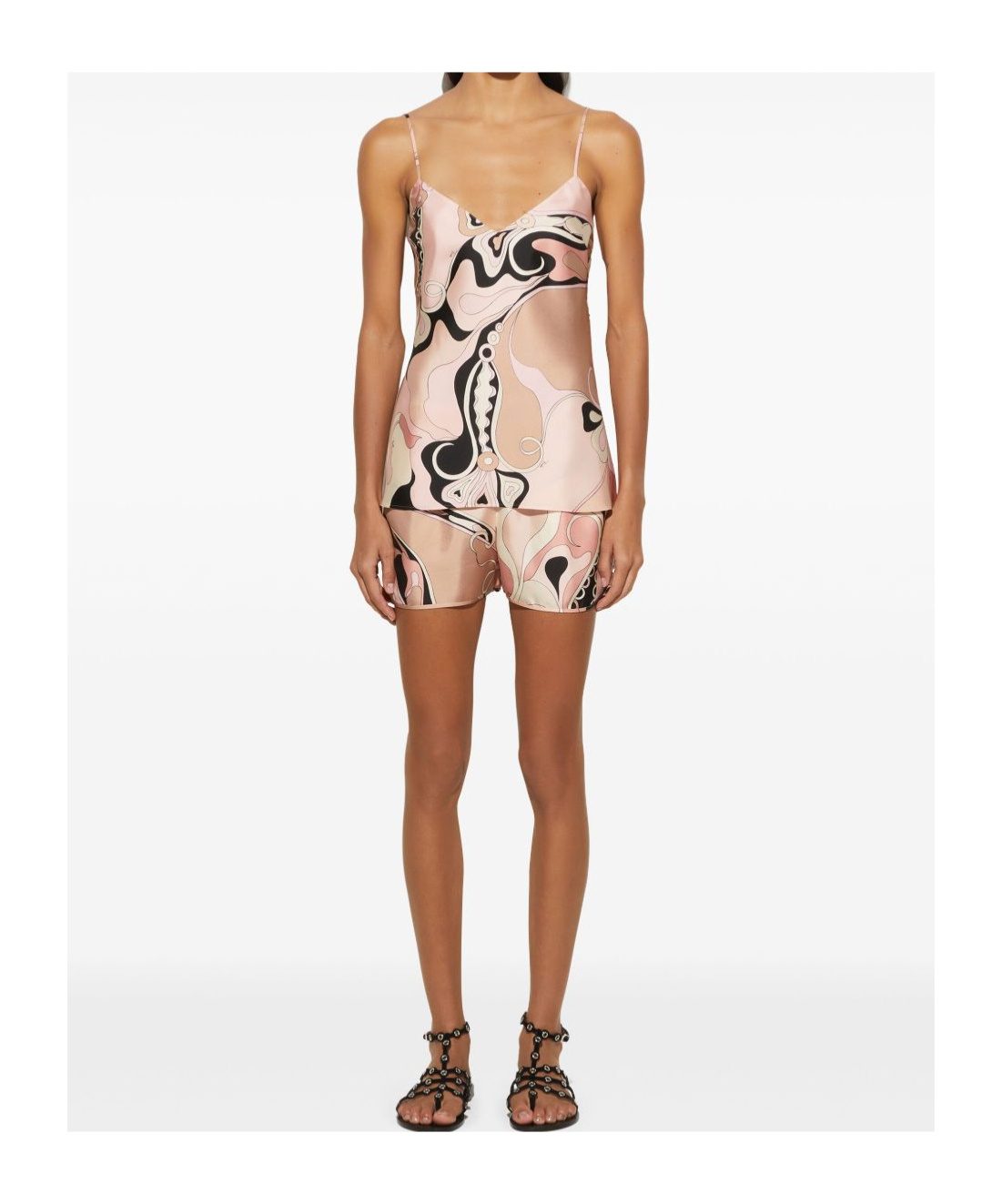 Pucci Orchidee Print Silk Twill Camisole Top In Nude