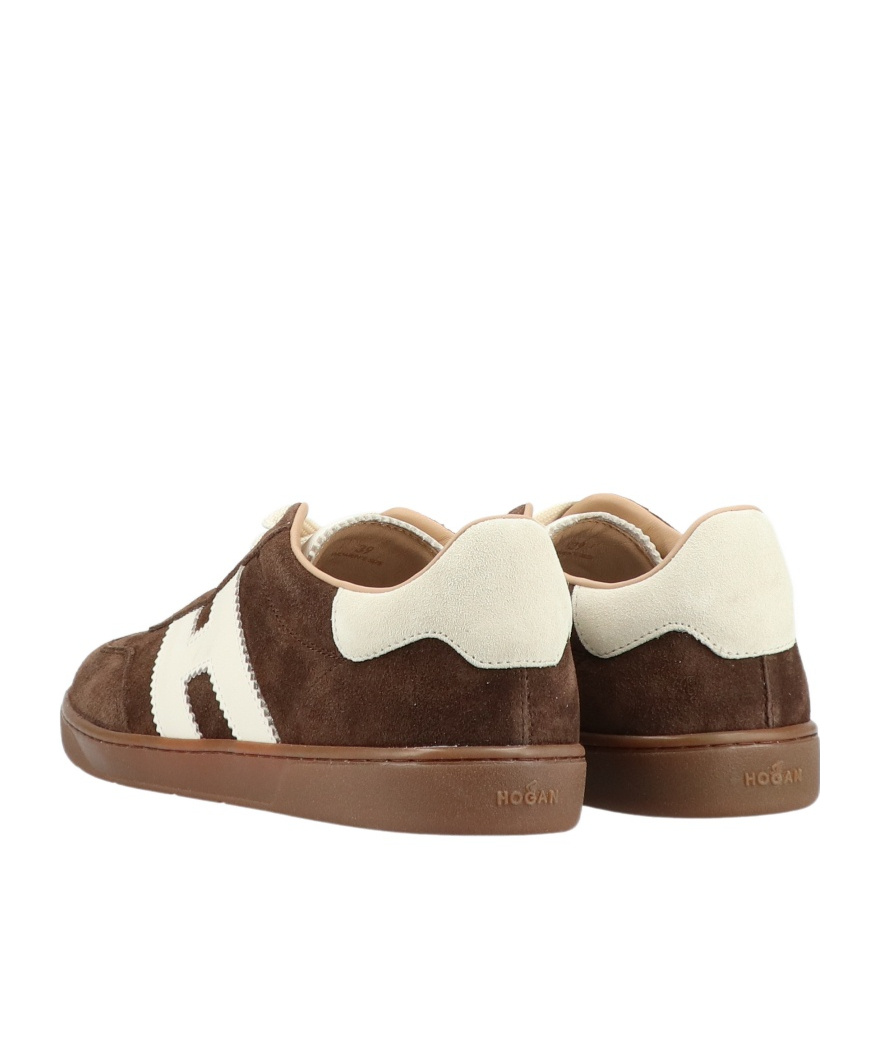 Hogan Low-top Suede Sneakers With Contrasting Stripe In Brown