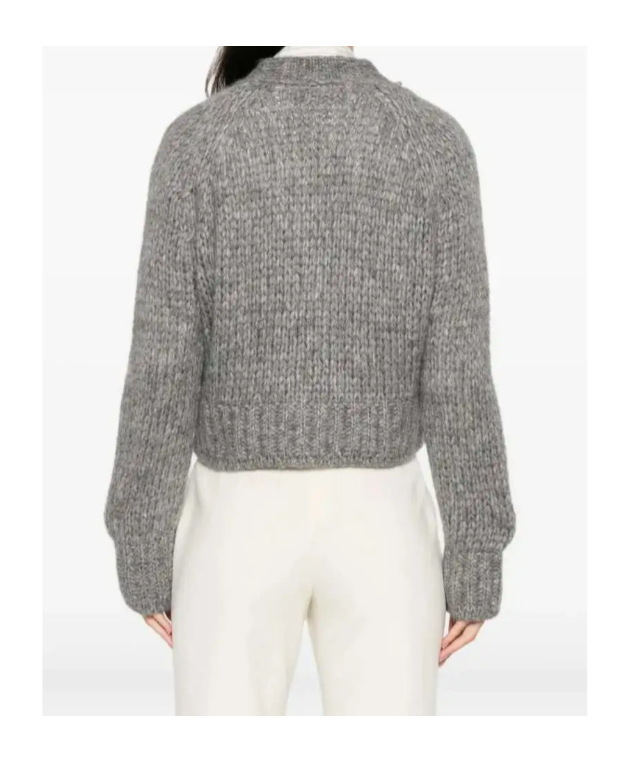 Ermanno Scervino Button-embellished Knit Cardigan In Gray