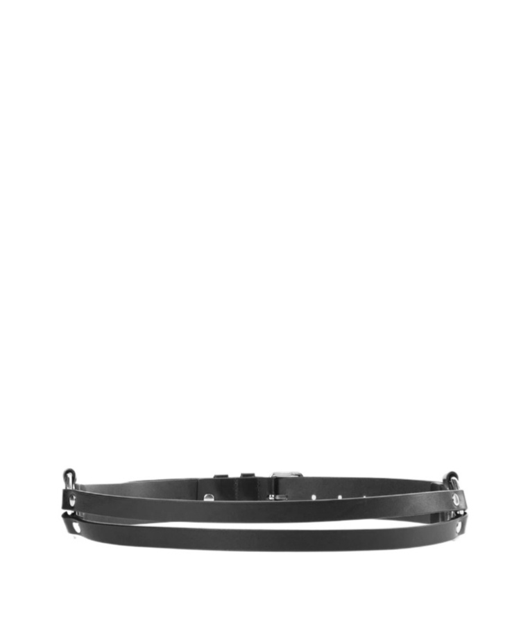 Ann Demeulemeester Monna 35cm Belt With Double Rings In Black