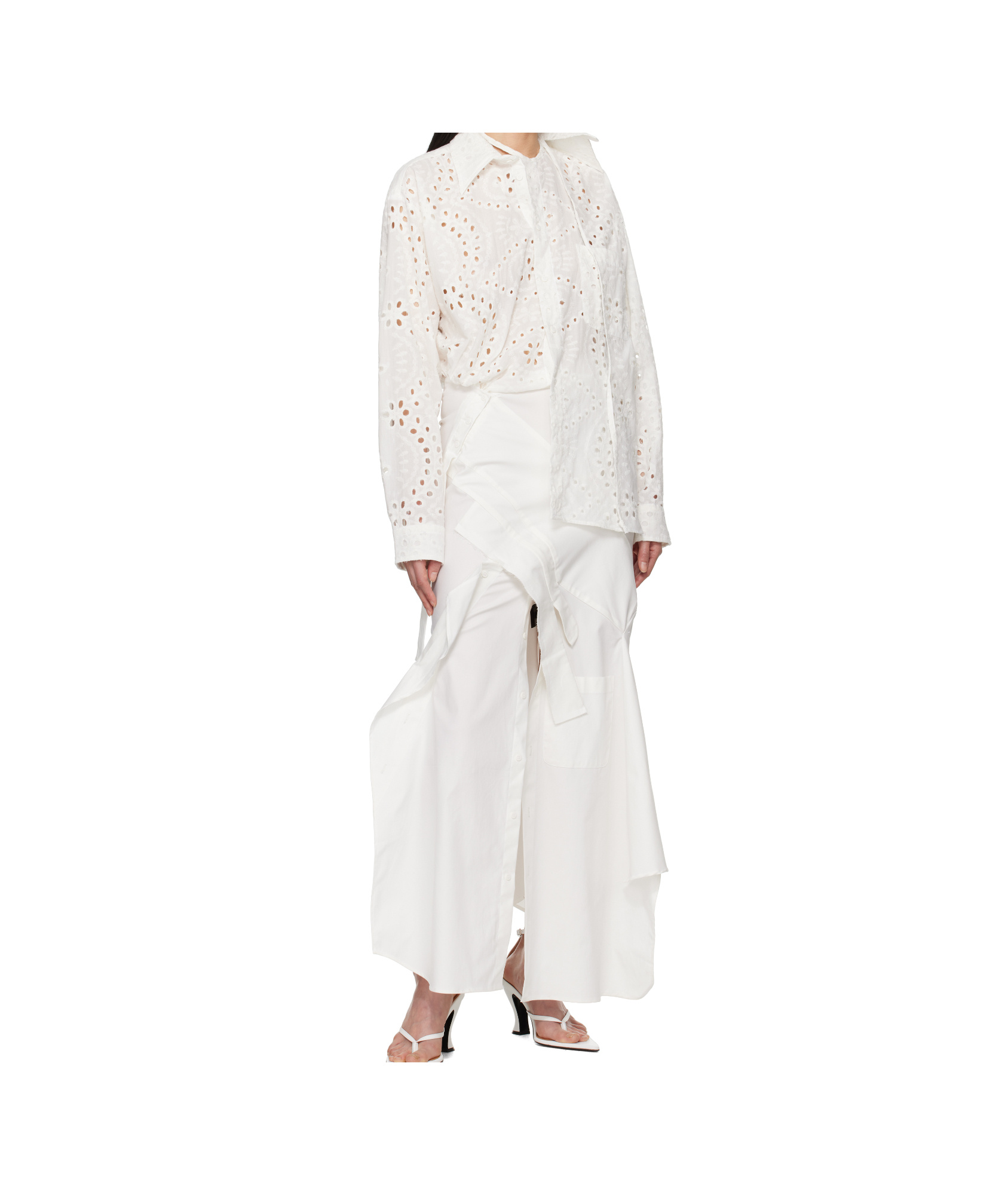 Ottolinger White Deconstructed Shirting Midi Dress In White