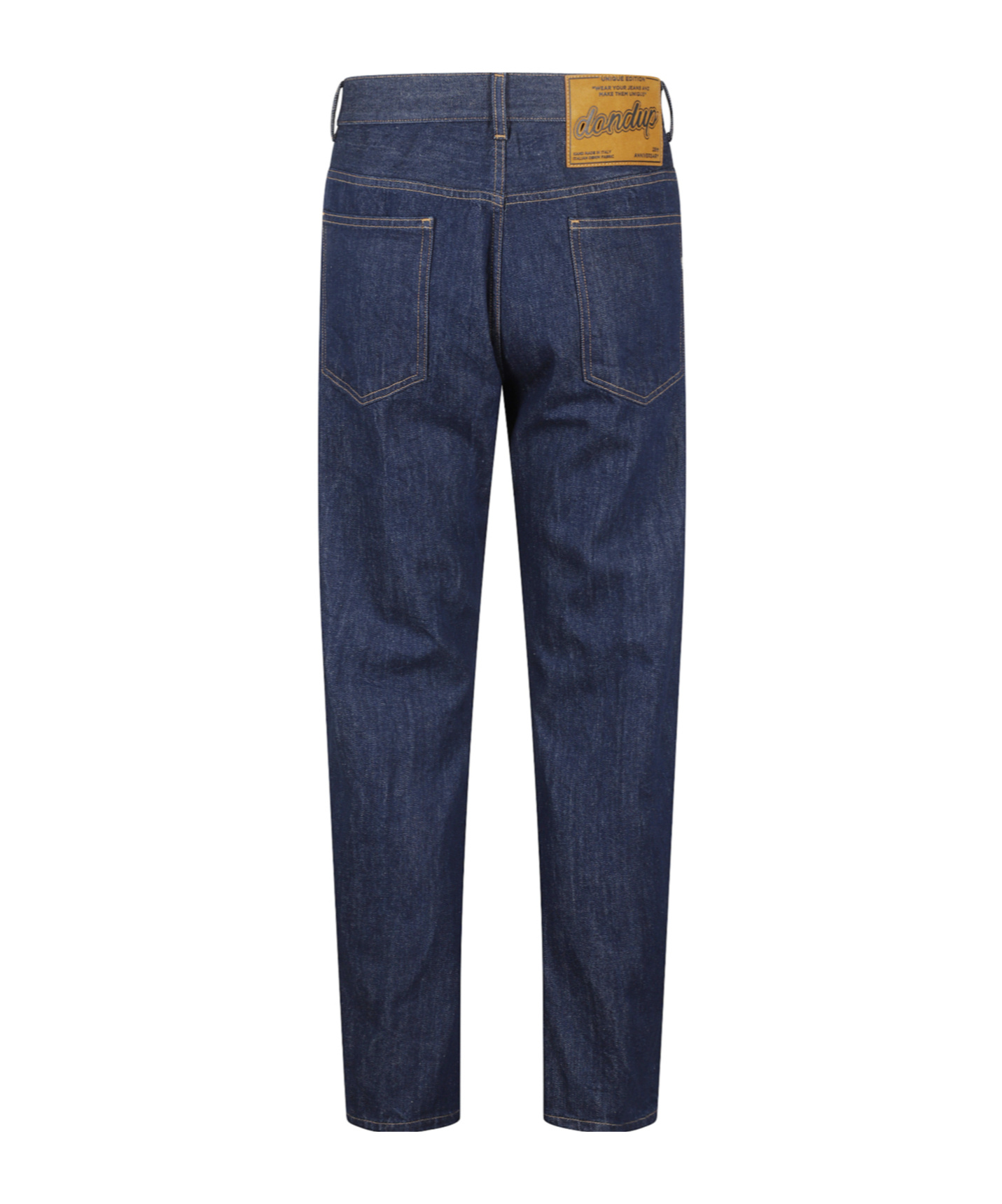 Dondup Relaxed-fit Cotton Pants With Five-pocket Design And Contrasting Patch In Blue
