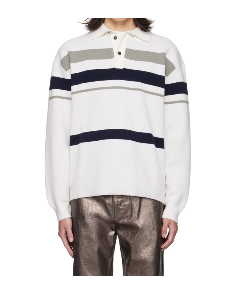 Ferragamo Long Sleeved Polo Shirt In White