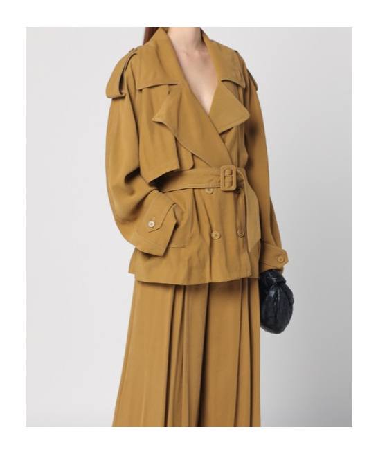 The Andamane Double-breasted Overcoat With Belted Epaulettes In Brown