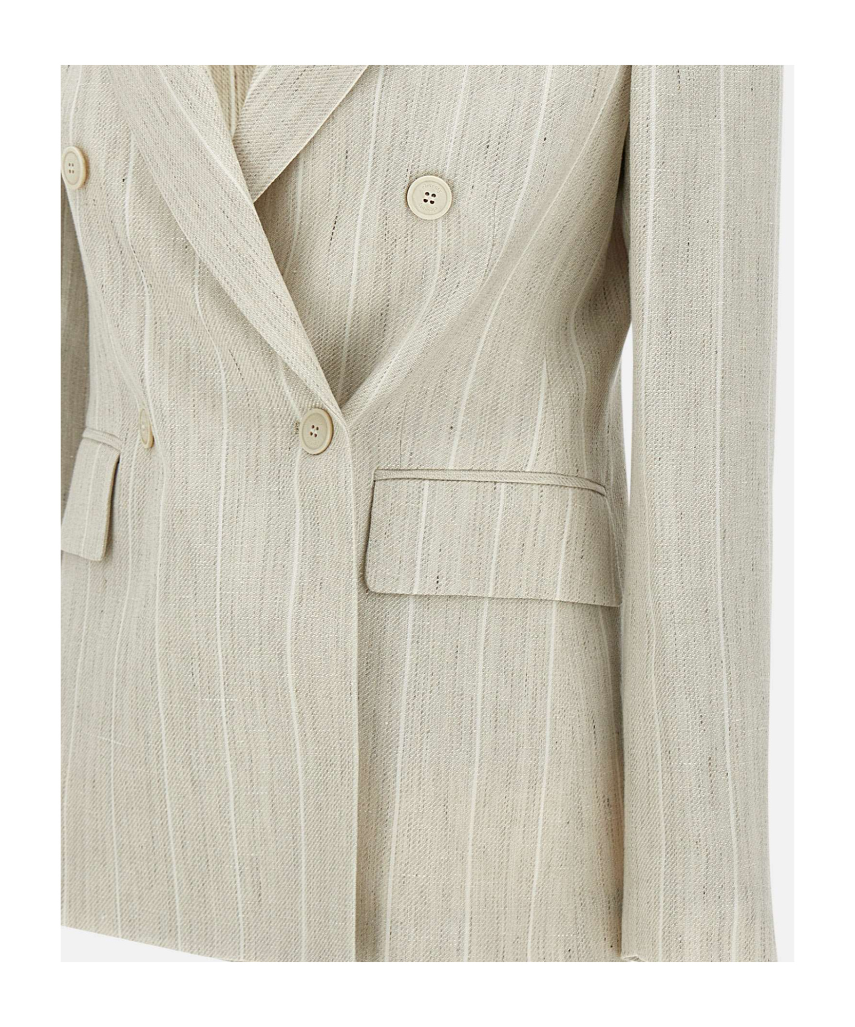 Eleventy Ecru Wool Linen Blazer With Stripes In White