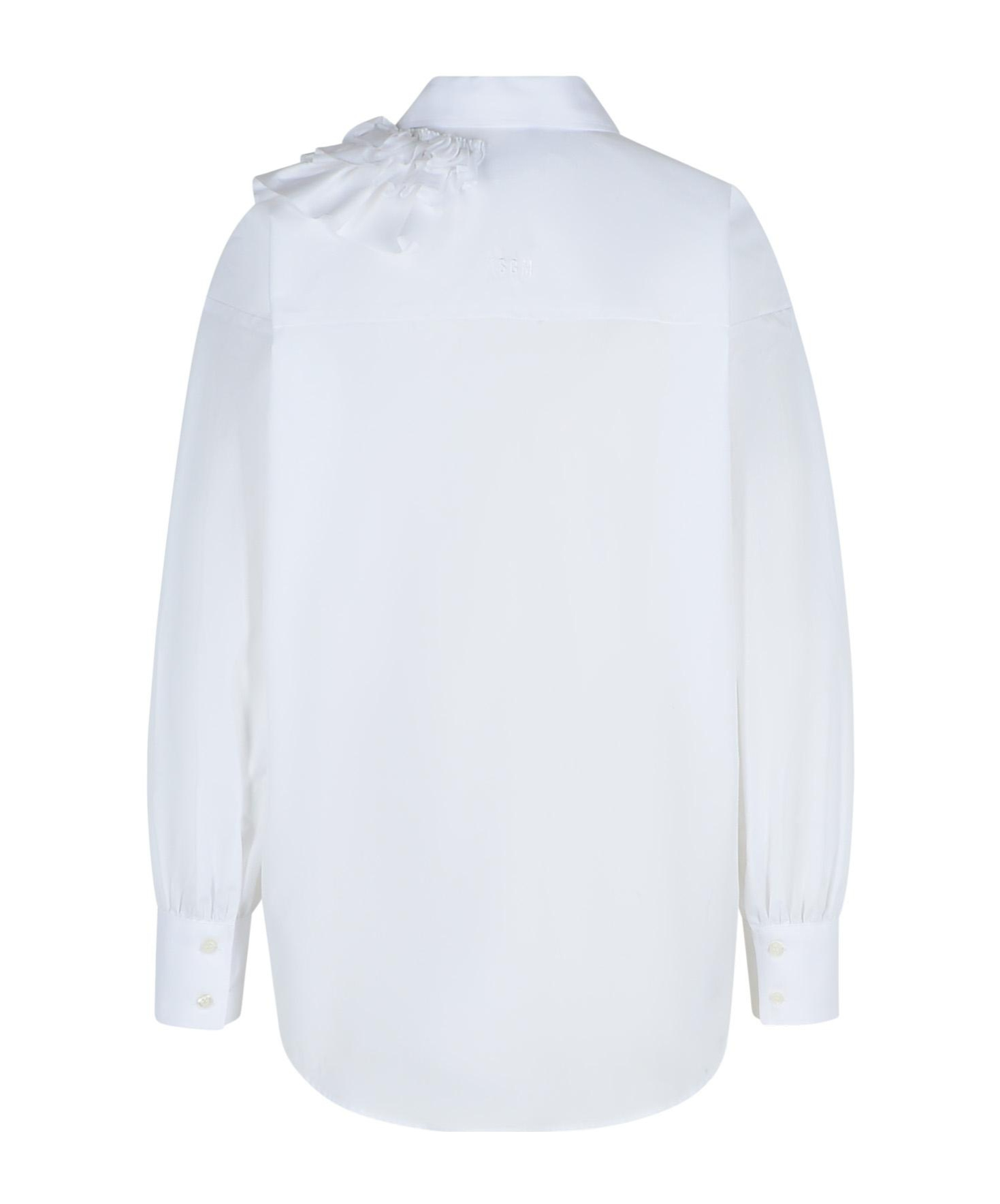 Msgm Cotton Shirt Ruffle Detail In White