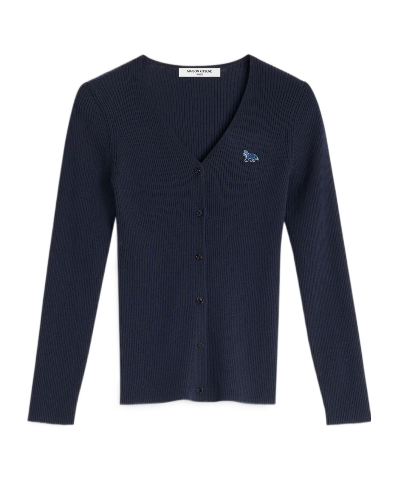 MAISON KITSUNÉ BABY FOX PATCH FINE RIBBED CARDIGAN 