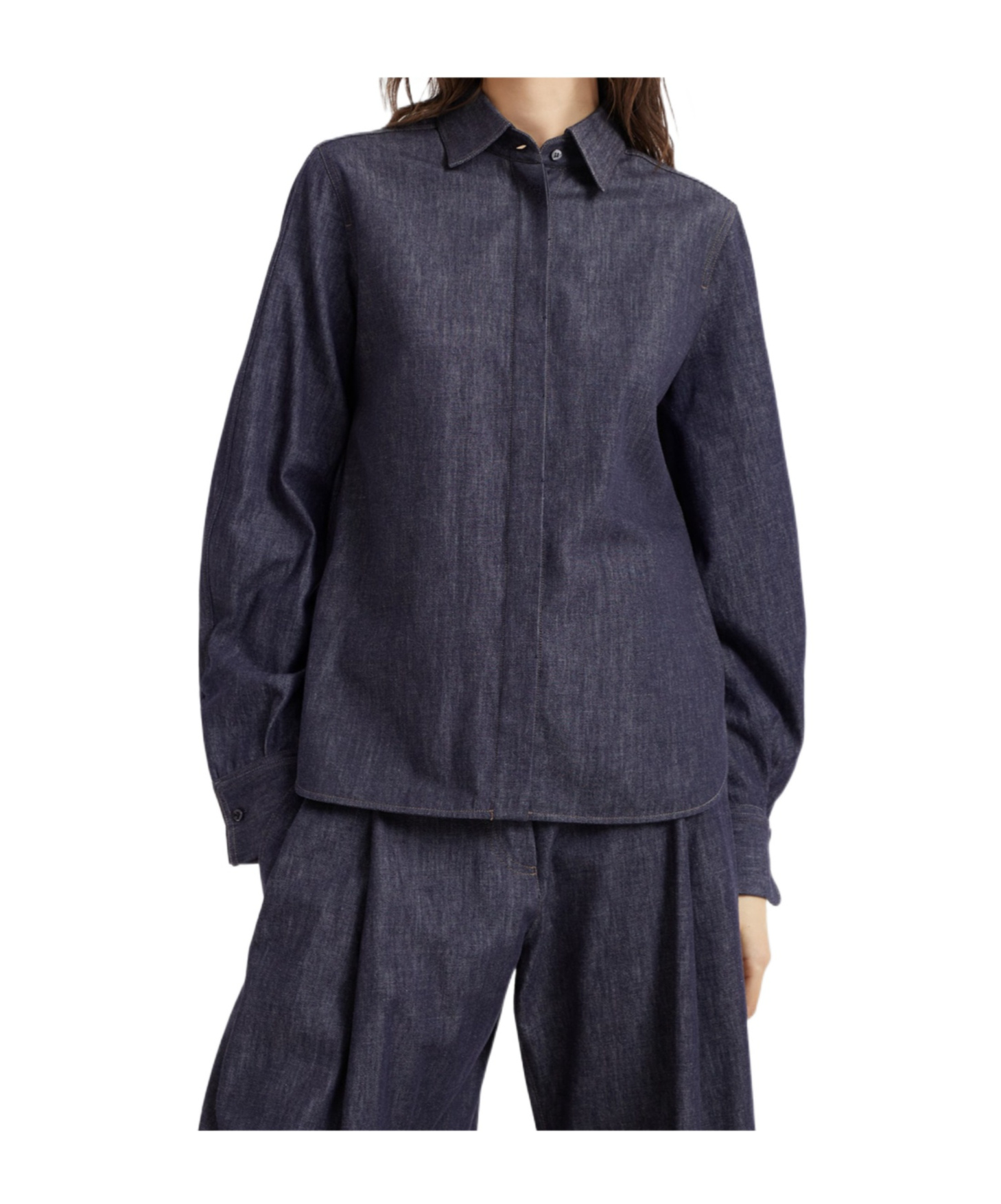 Brunello Cucinelli Monili Bead-embellished Denim Shirt In Dark Denim