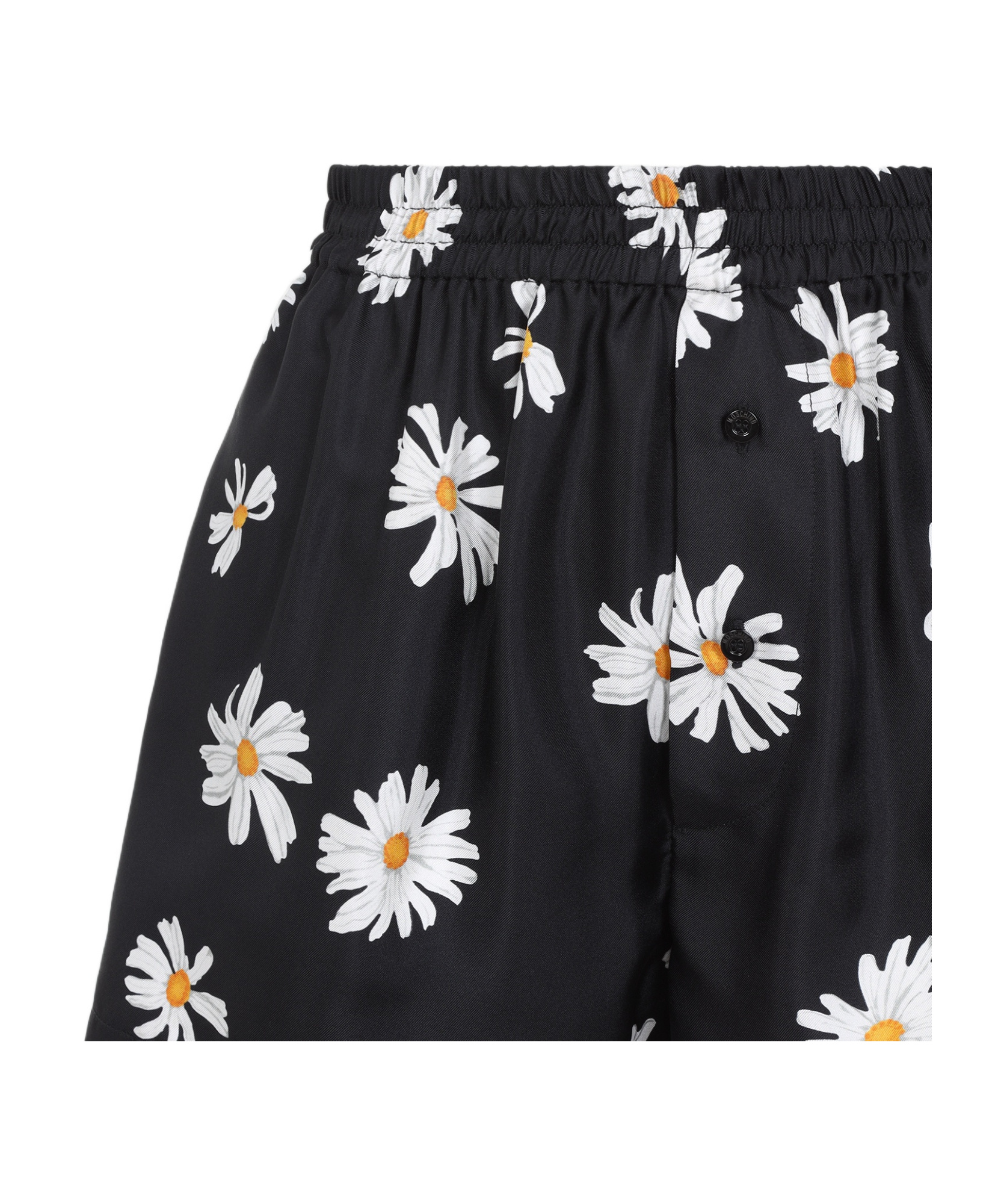 Moschino Relaxed-fit Silk Daisy Print Shorts In Black