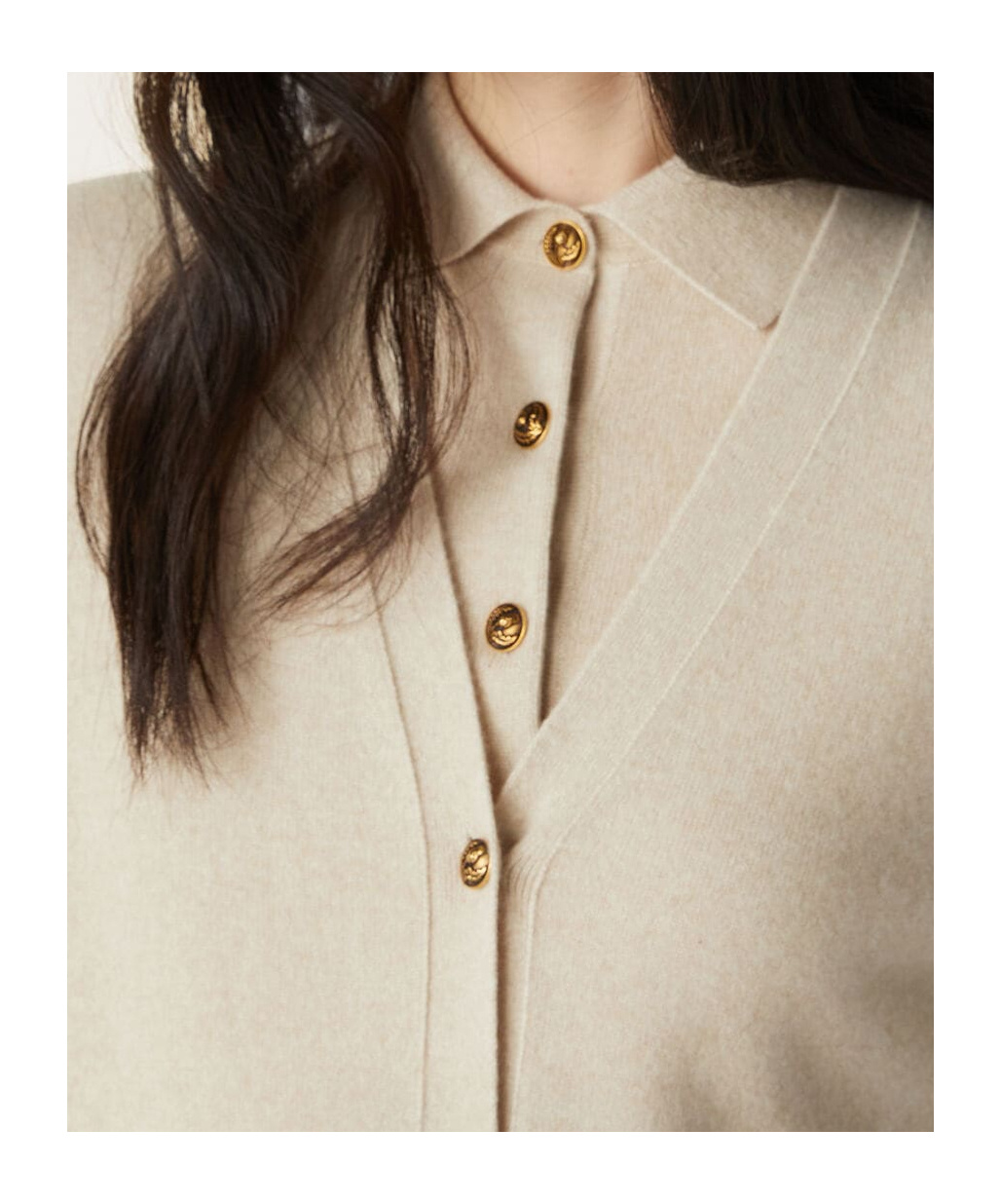 Loro Piana Button Long-sleeved Knitted Cardigan In Natural Color Mixing