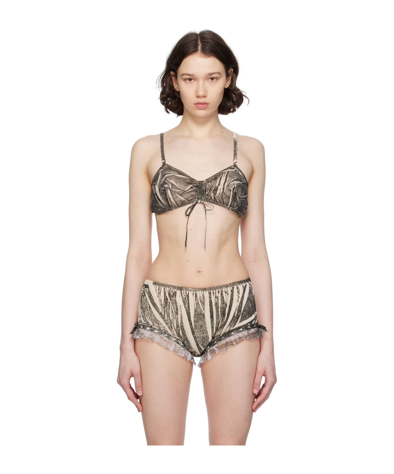 Maison Margiela Pattern Printed Detail Bra Underwear In Black