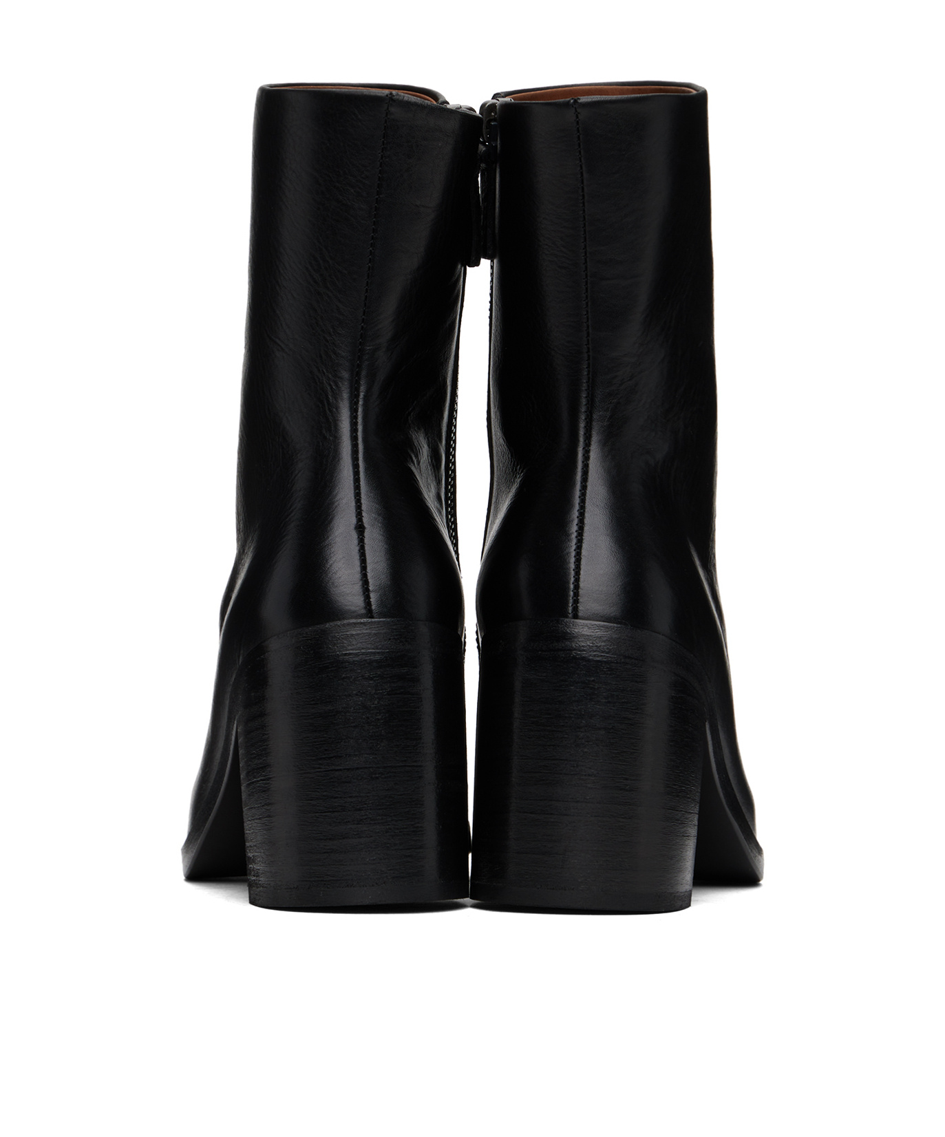 Shop Marsèll Square-toed Zipper Short Boots In Black