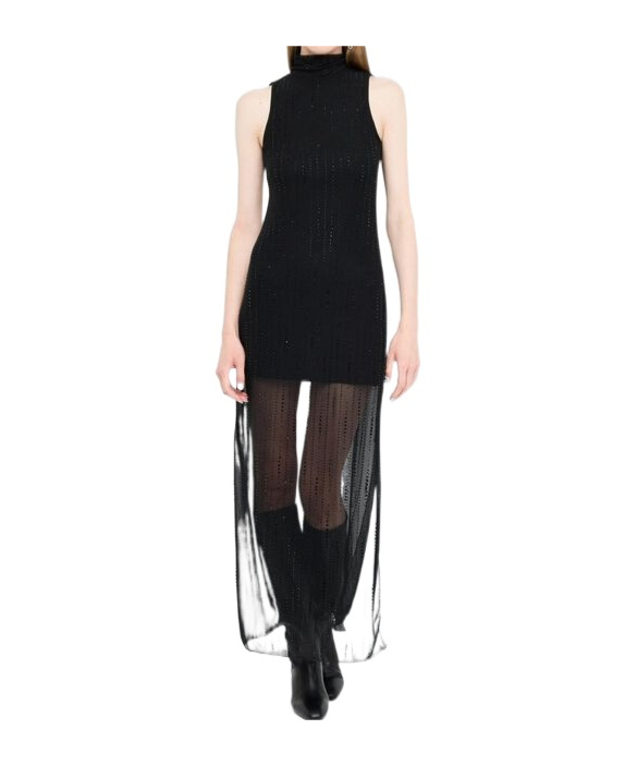 Liu •jo Tulle Dress With Gemstones In Black