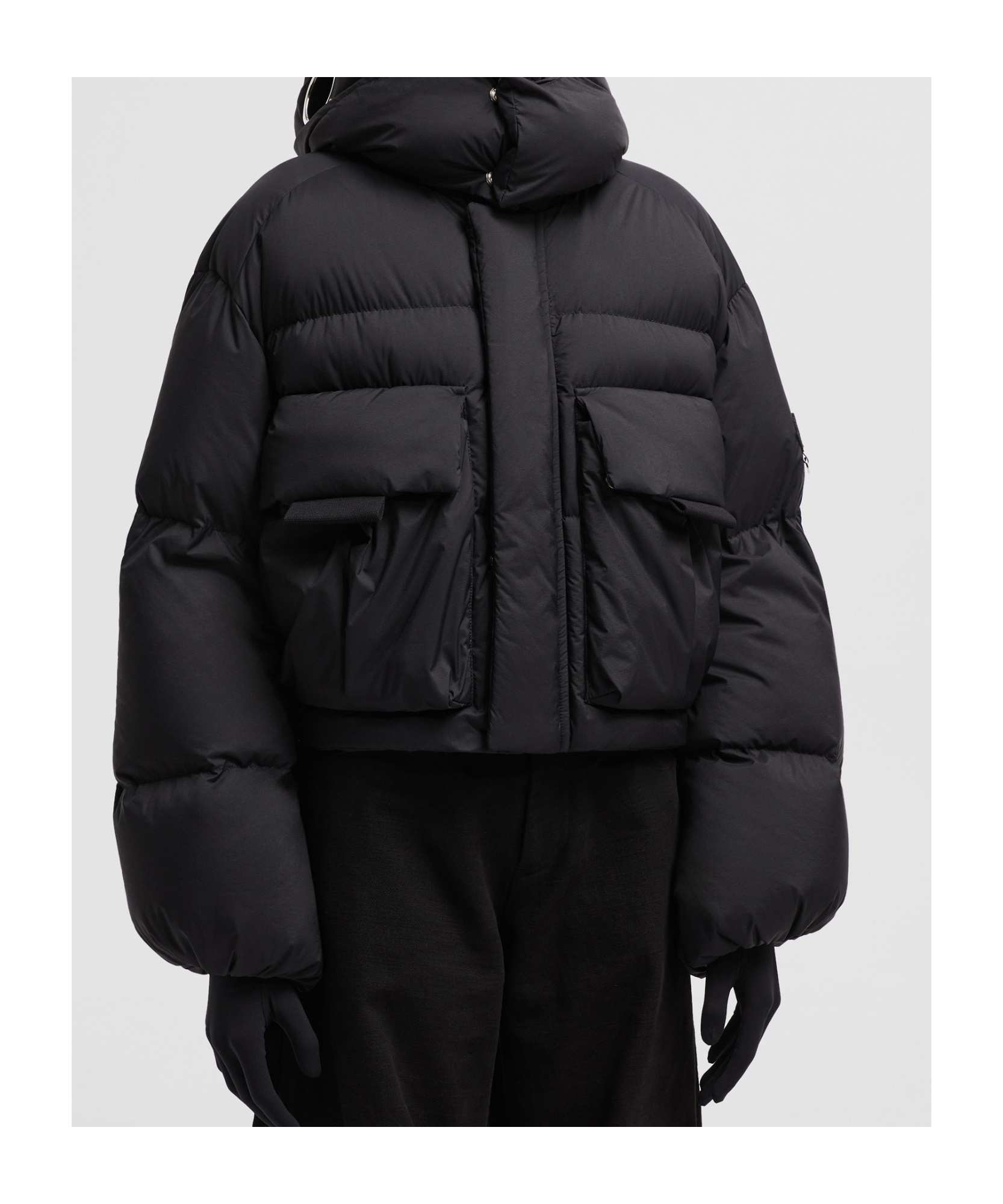 Moncler X Willow Smith Kar Hooded Short Down Jacket In Black