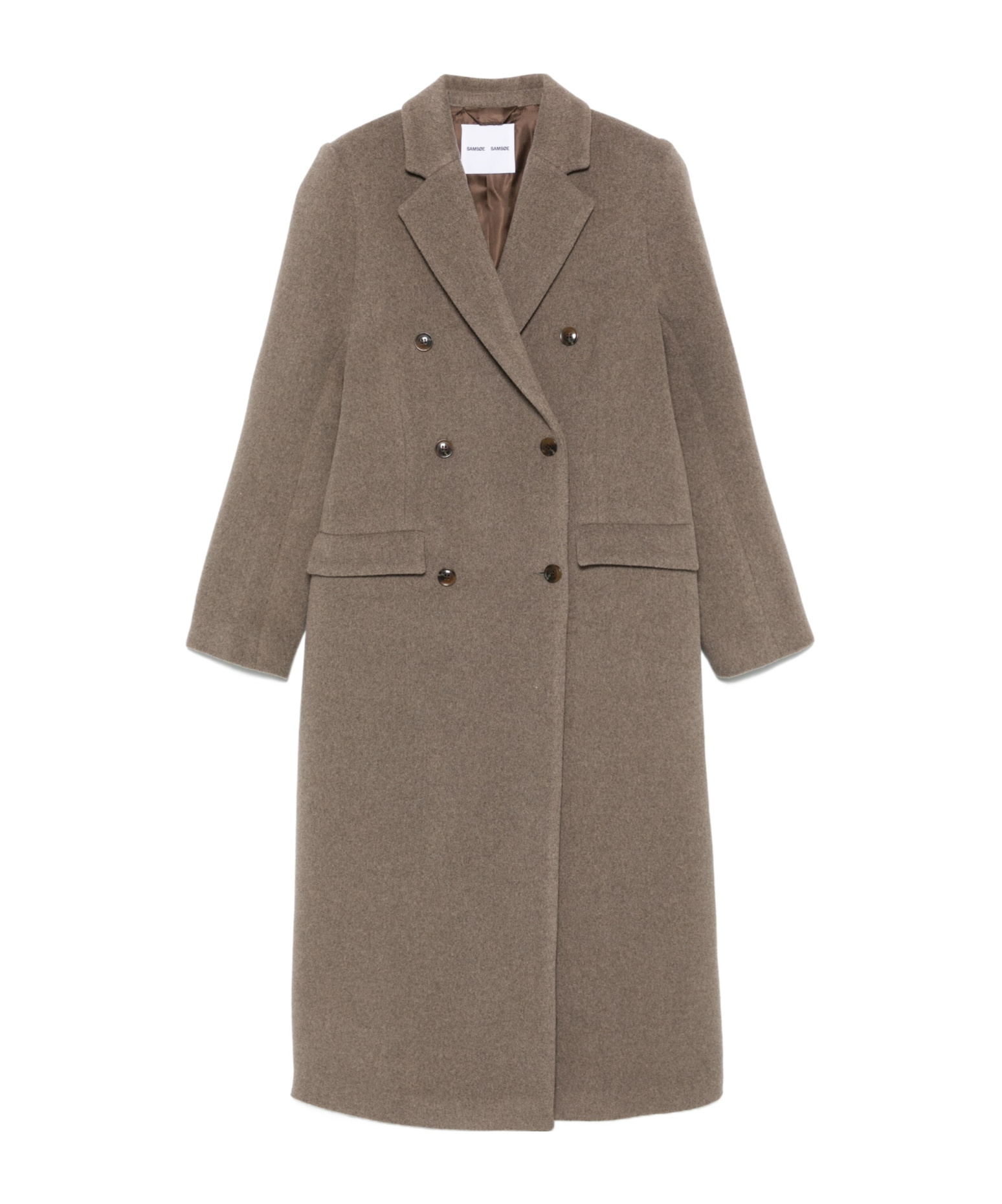 Samsoe & Samsoe Double-breasted Coat In Brown