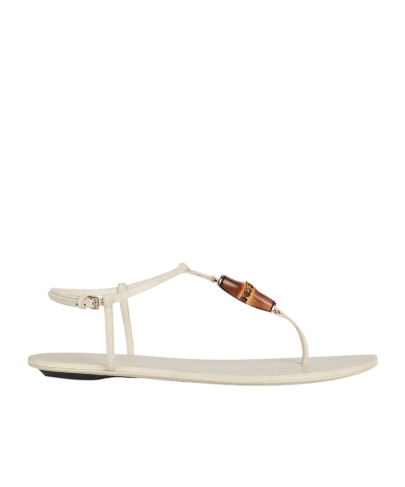 Gucci Women's Thong Sandal With Bamboo In Ivory