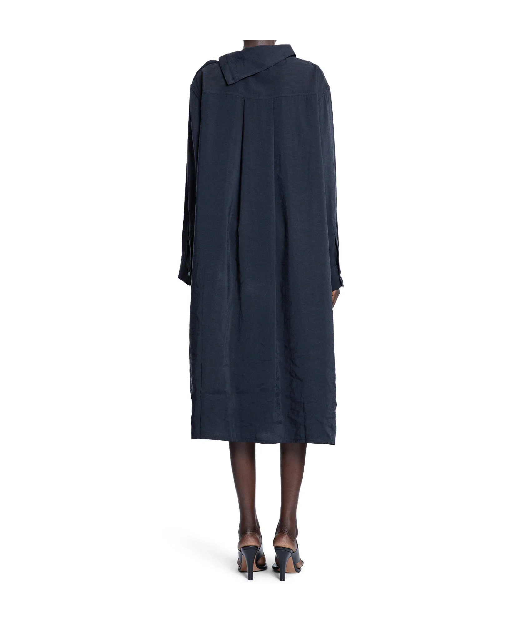 Studio Nicholson Asymmetric-fold Midi Dress In Blue