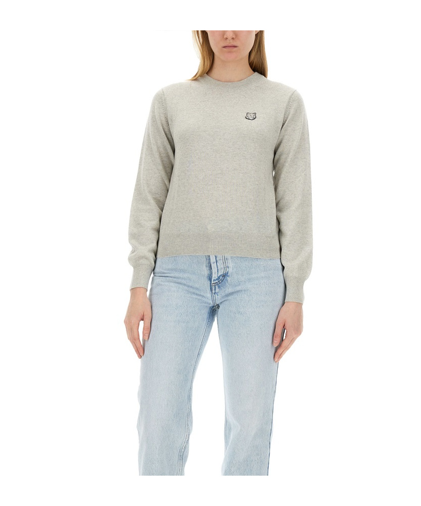 MAISON KITSUNÉ LOGO-EMBROIDERED MERINO JUMPER