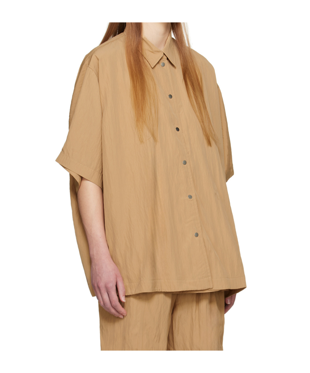 Studio Nicholson Lapel Short-sleeved Shirt In Nude