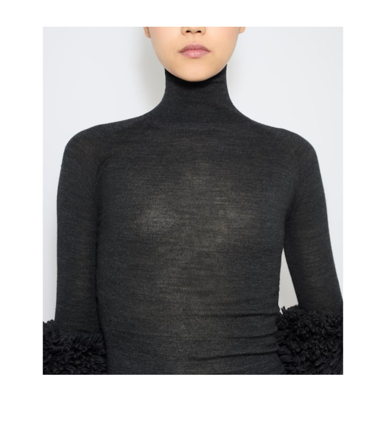 Shop Alaïa High-neck Draped Knit Bodysuit In Black