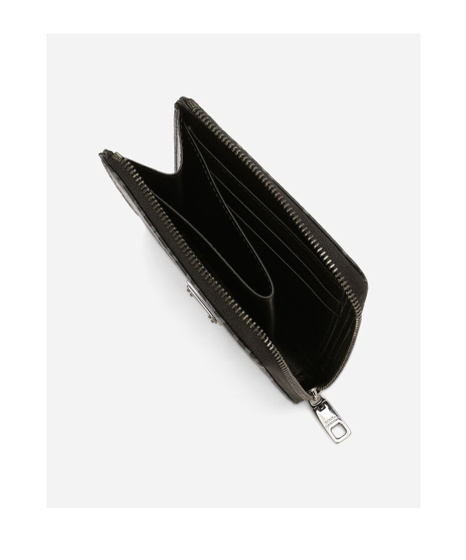 Dolce & Gabbana Logo-plaque Jacquard Wallet In Black