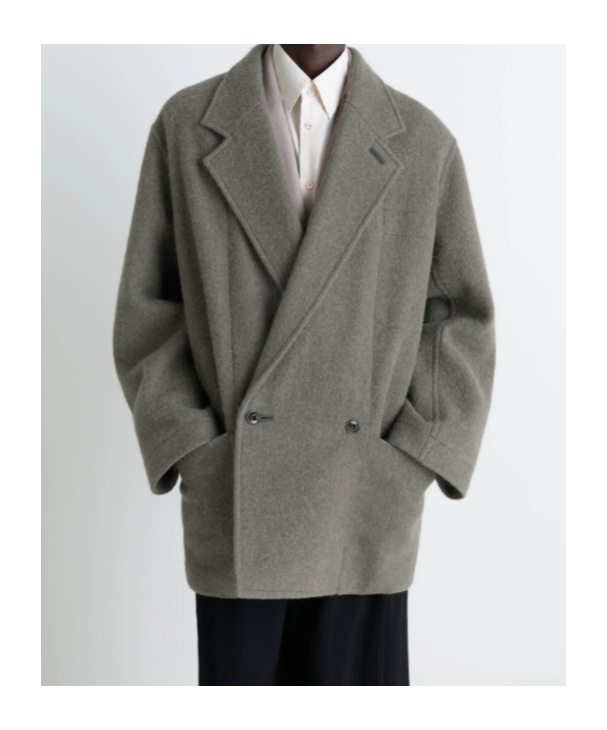 Lemaire Felt Double-breasted Coat In Green