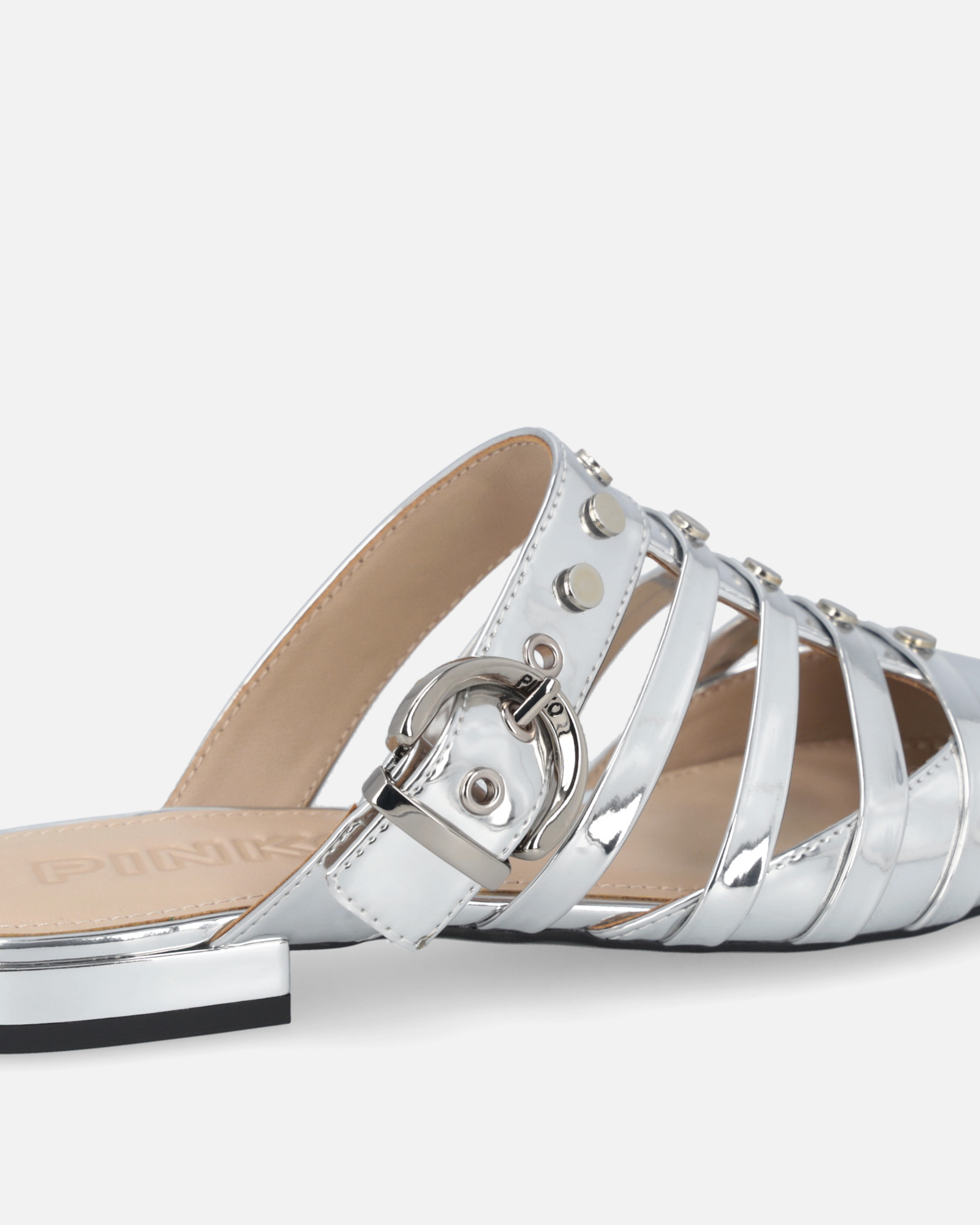 Pinko Leather Mules In Gold