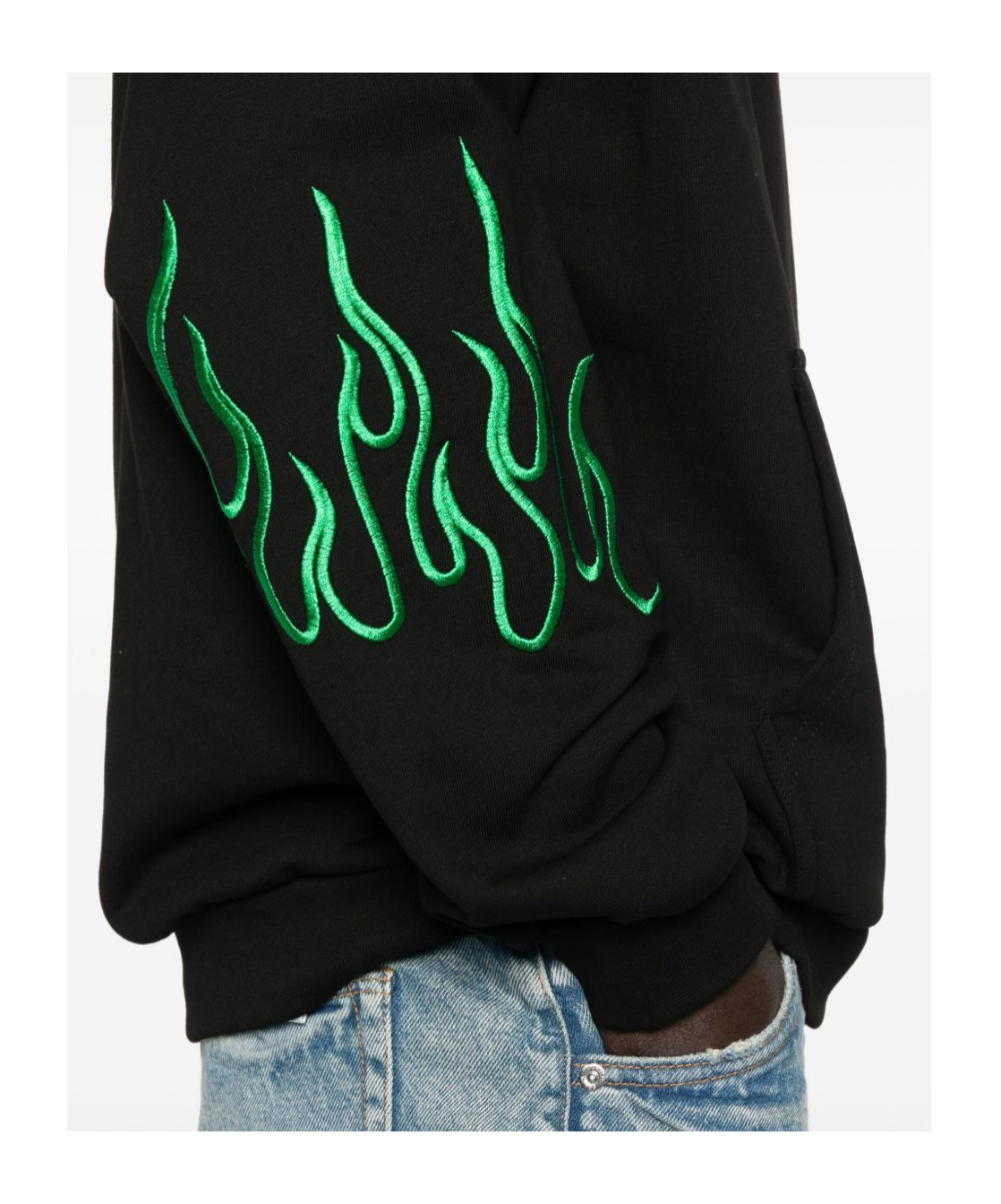 Vision Of Super Relaxed Fit Black Sweatshirt With Flame Embroidery In Black