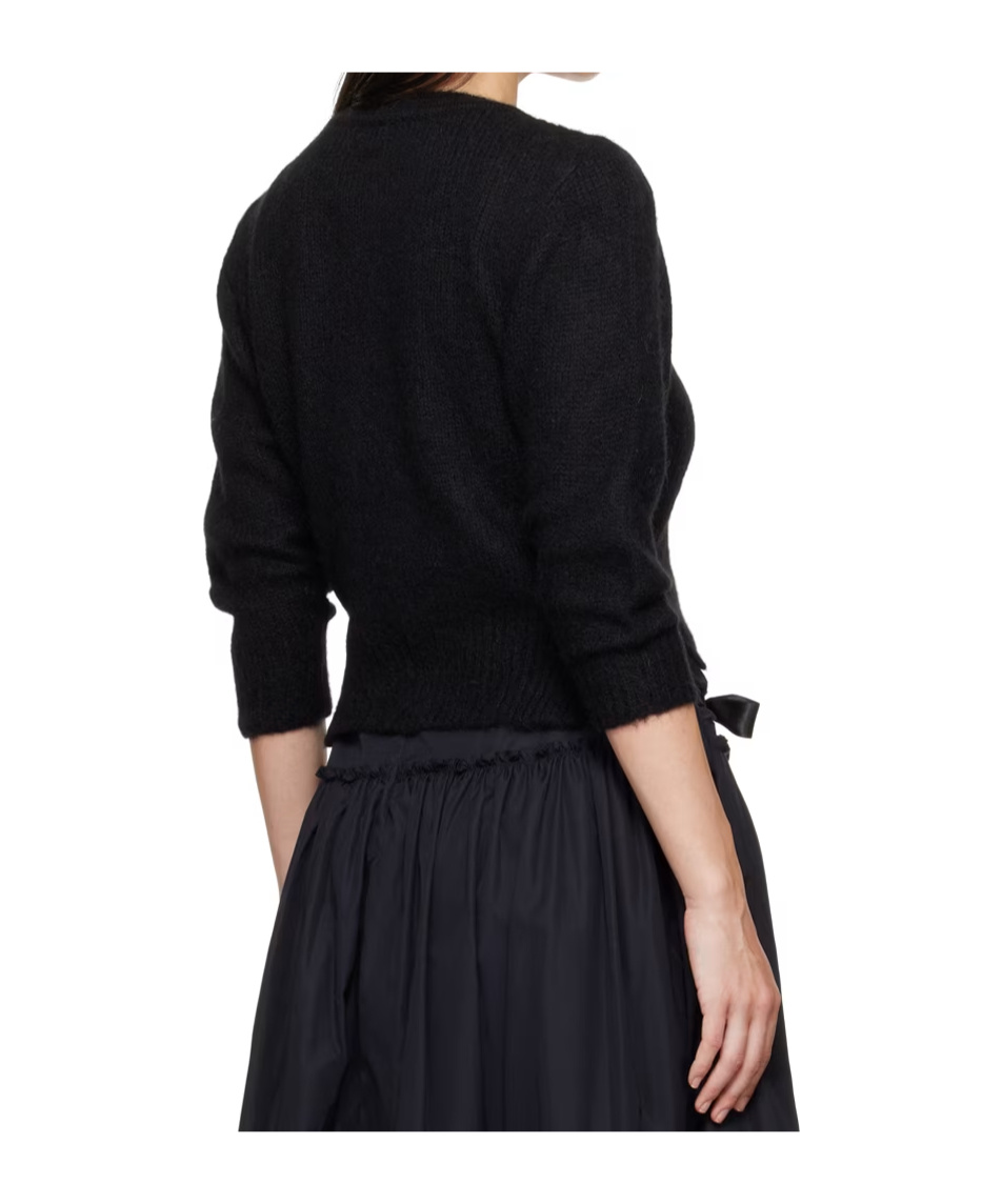 Simone Rocha Cropped Button-down Cardigan In Black