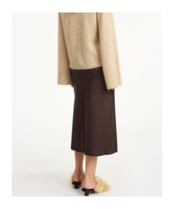 Shop By Malene Birger High Waist Midi Skirt In Brown