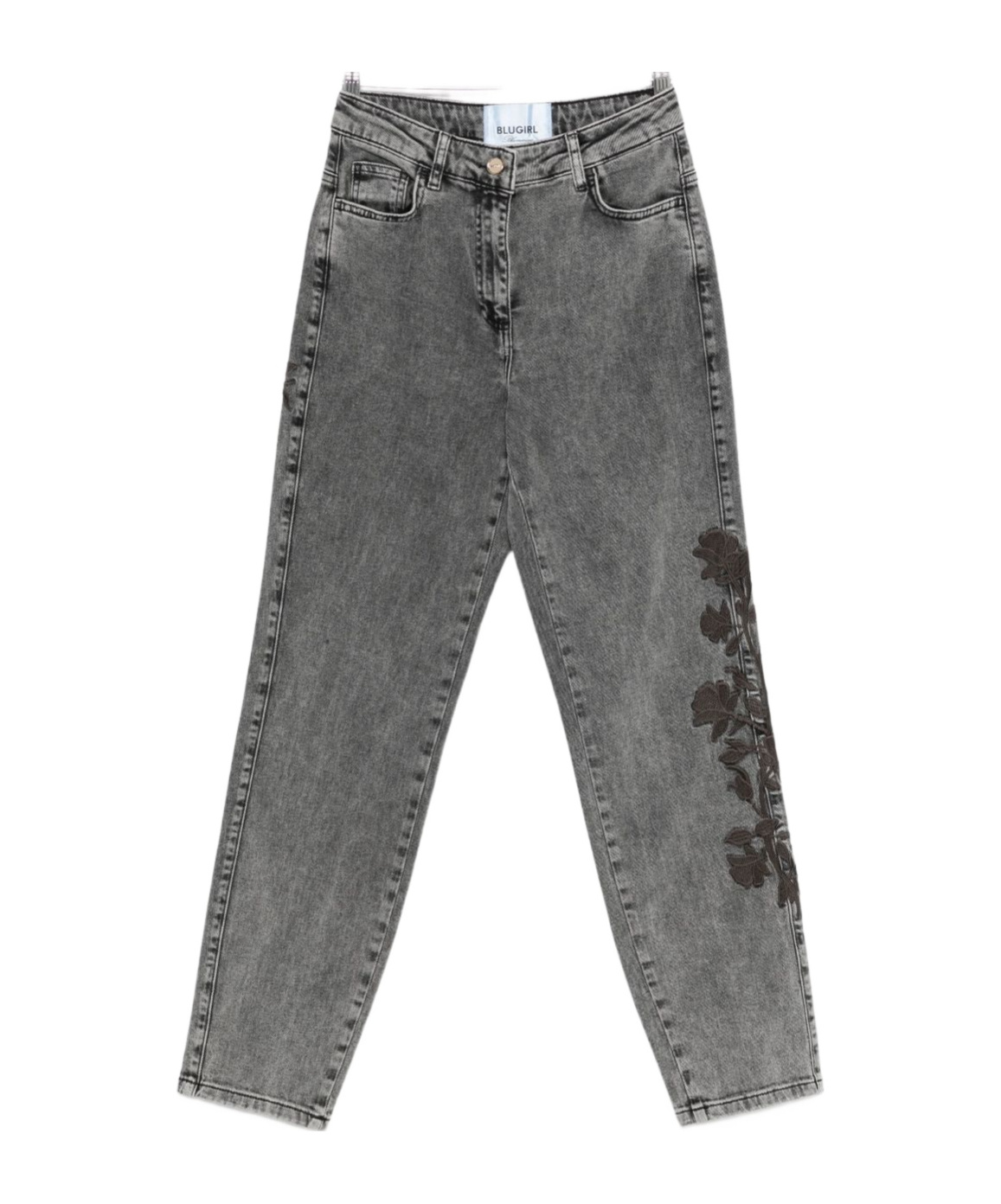 Blugirl Embroidered Floral Jeans In Gray