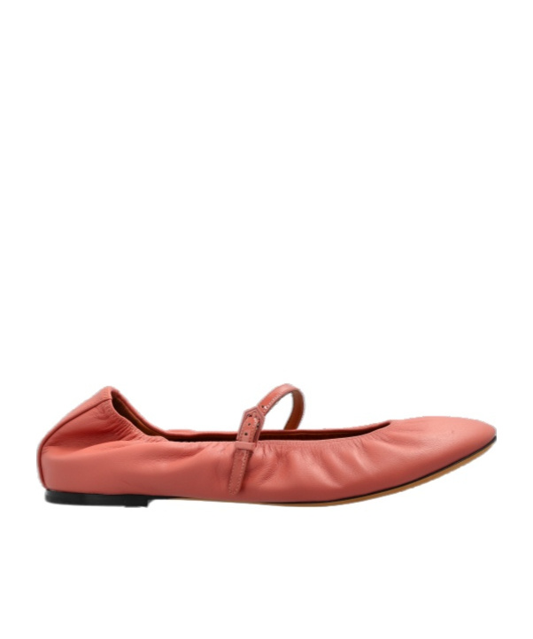 Lanvin Round Toe Flat Sole Mary Jane Strap Shoes In Red
