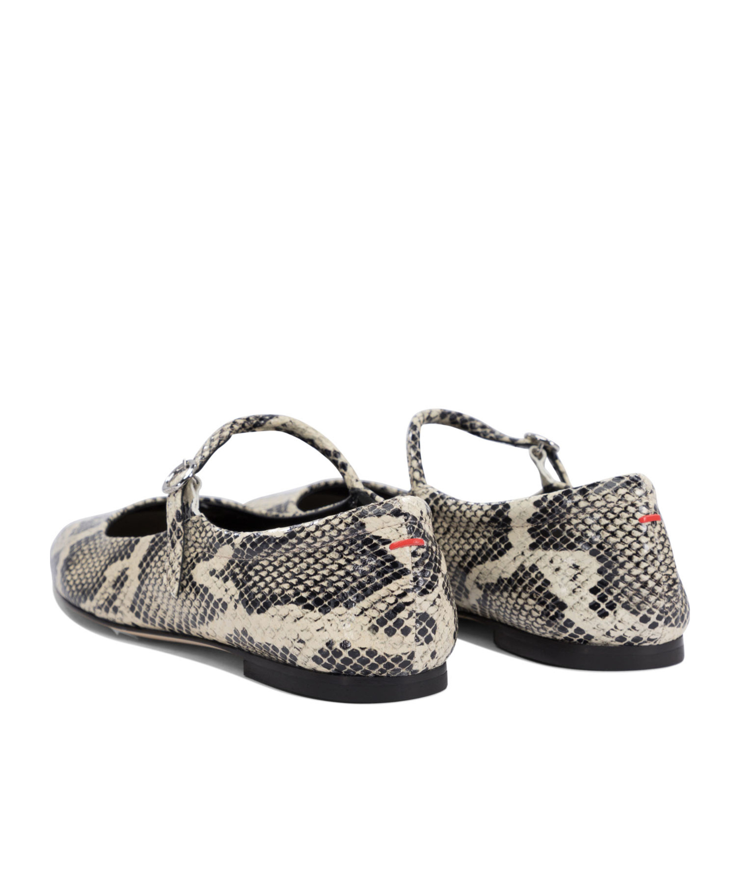 Aeyde Uma Snake Printed Leather Flats In Black