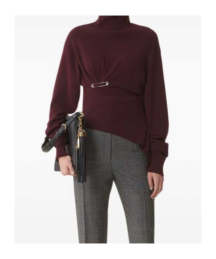 Lanvin Burgundy Knit Wool-cashmere Sweater With Asymmetrical Hem In Burgundy