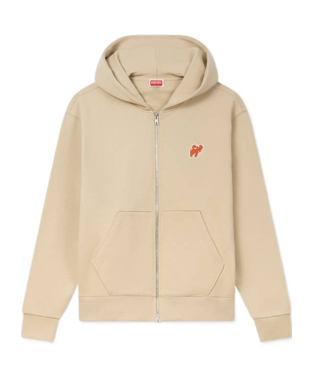 Kenzo ' Elephant Logo' Embroidered Full-zip Hoodie In Cotton