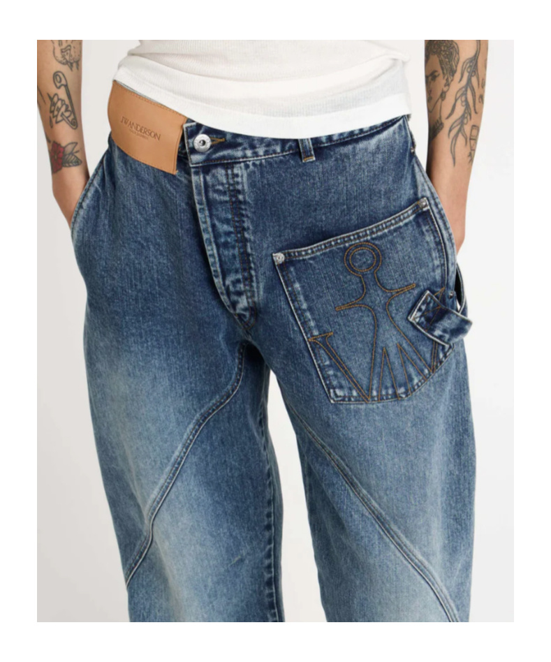 Jw Anderson Womens Twisted Workwear Jeans In Mid Blue In Blue