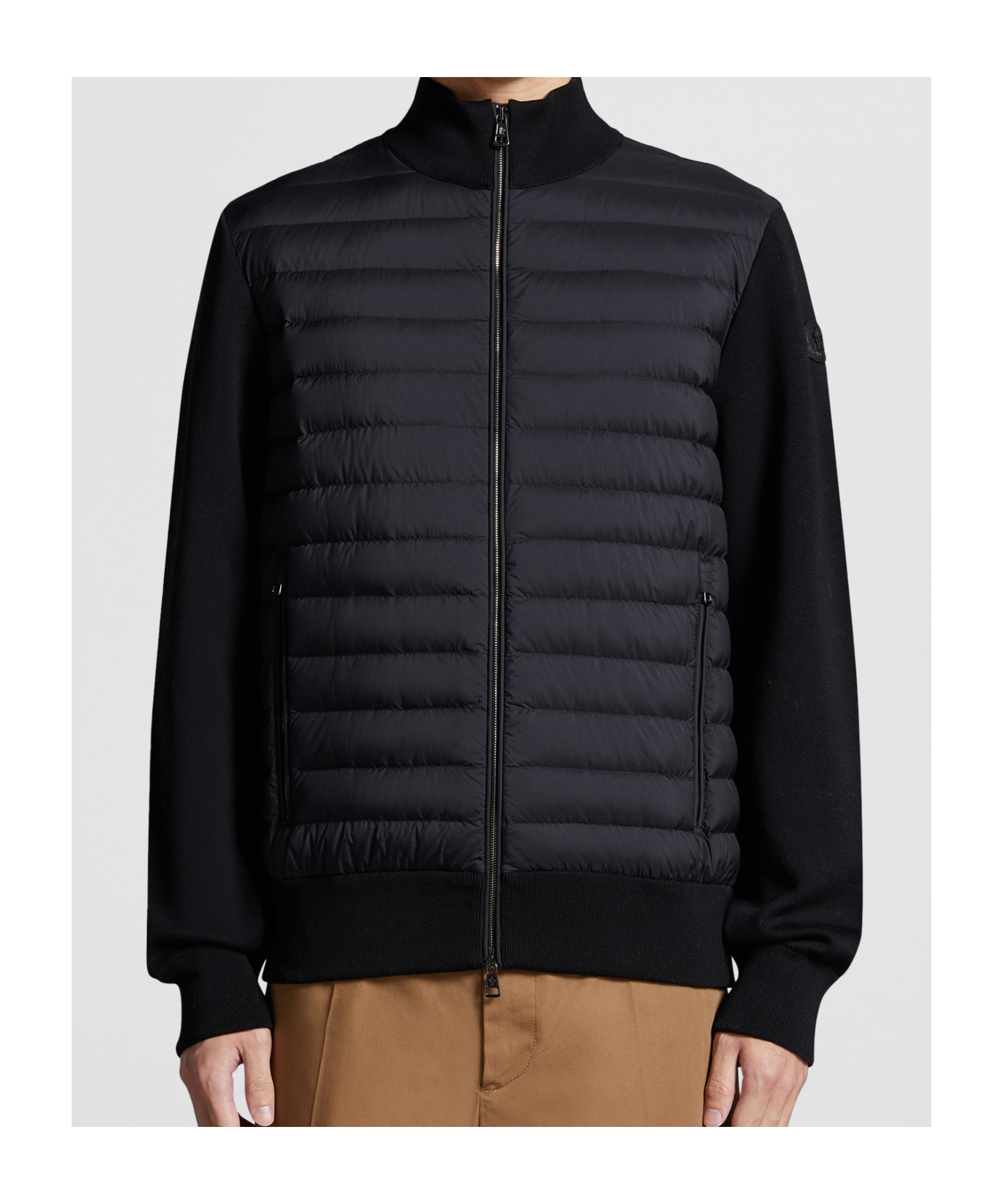 Moncler Men's Navy Stretch Cotton Blend Cardigan In Black
