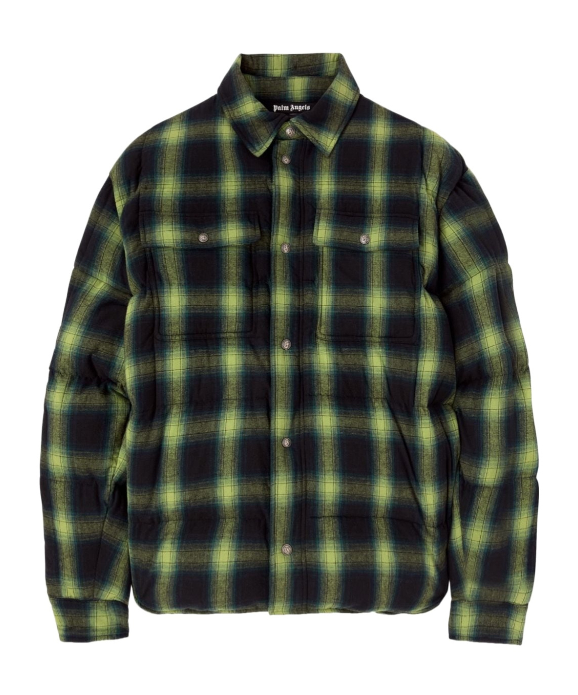 Palm Angels Check-pattern Padded Shirt Jacket In Black