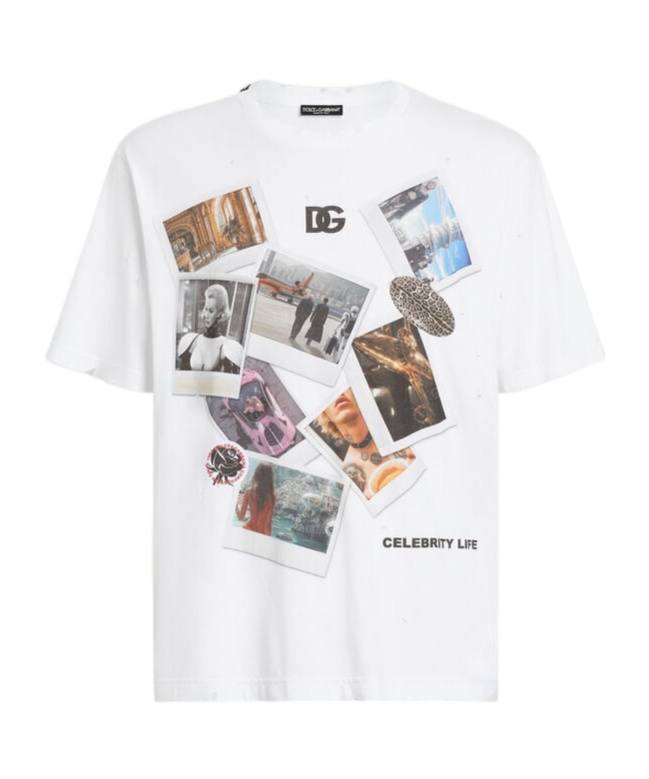 Dolce & Gabbana White Postcard Print Cotton T-shirt In White