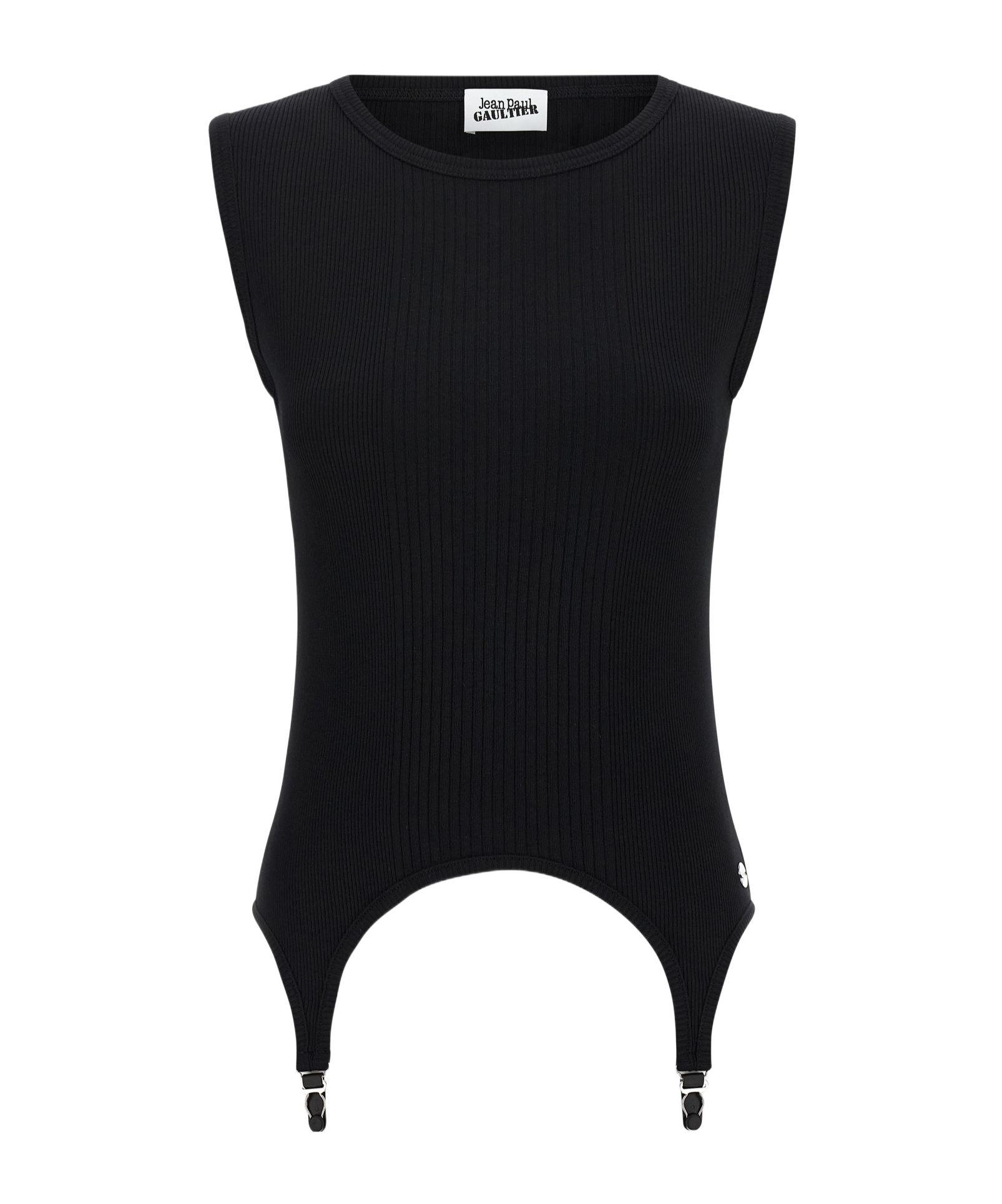 Jean Paul Gaultier Women Ribbed Tank Top With Lingerie Garter In Black