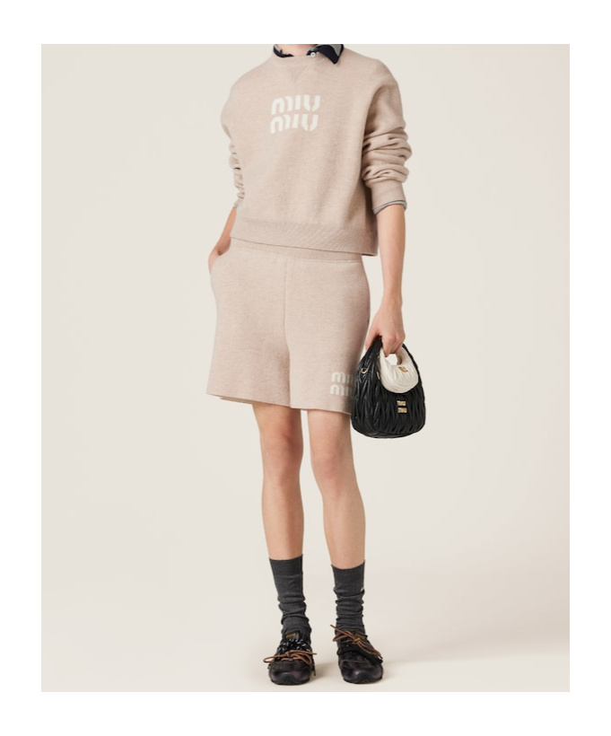 Miu Miu Round Neck Sweater In Nude