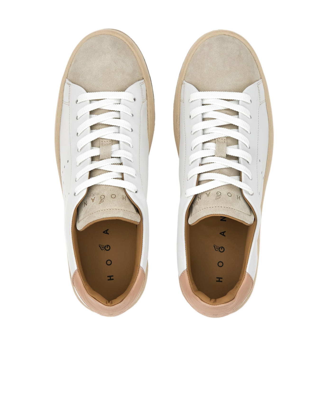 Hogan Leather Sneakers With Suede Toe In White
