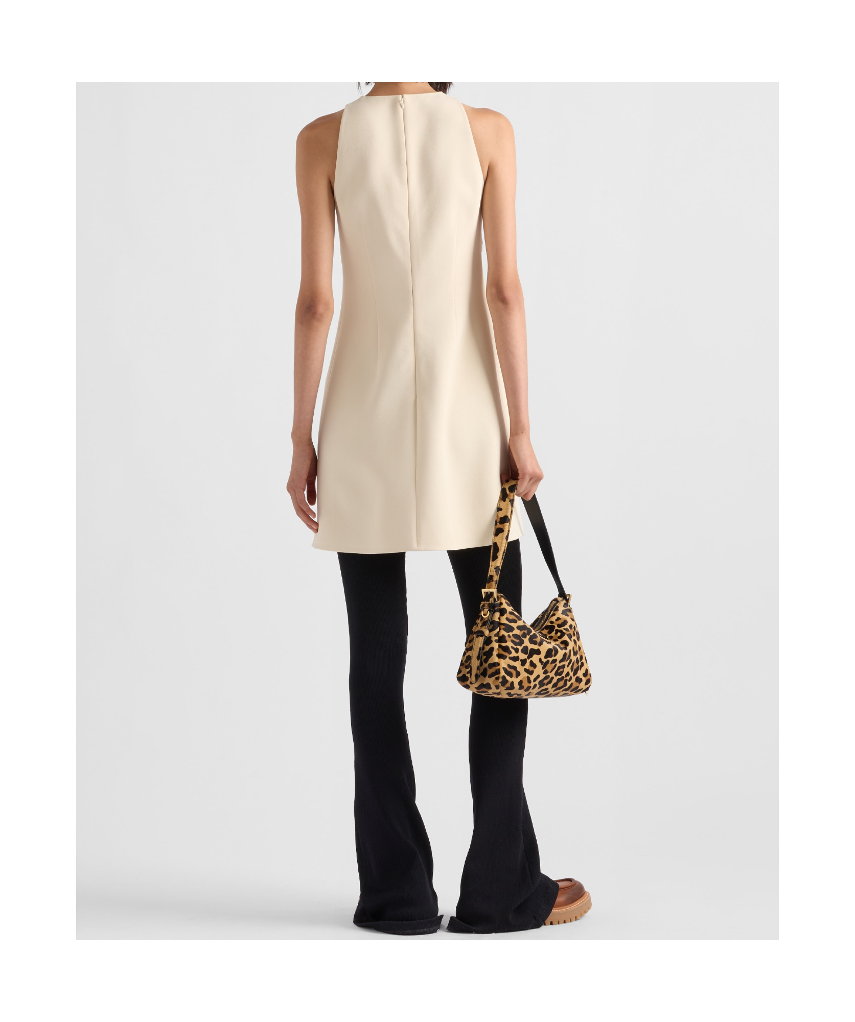 Prada Beige Bow Detailing Short Dress In Nude