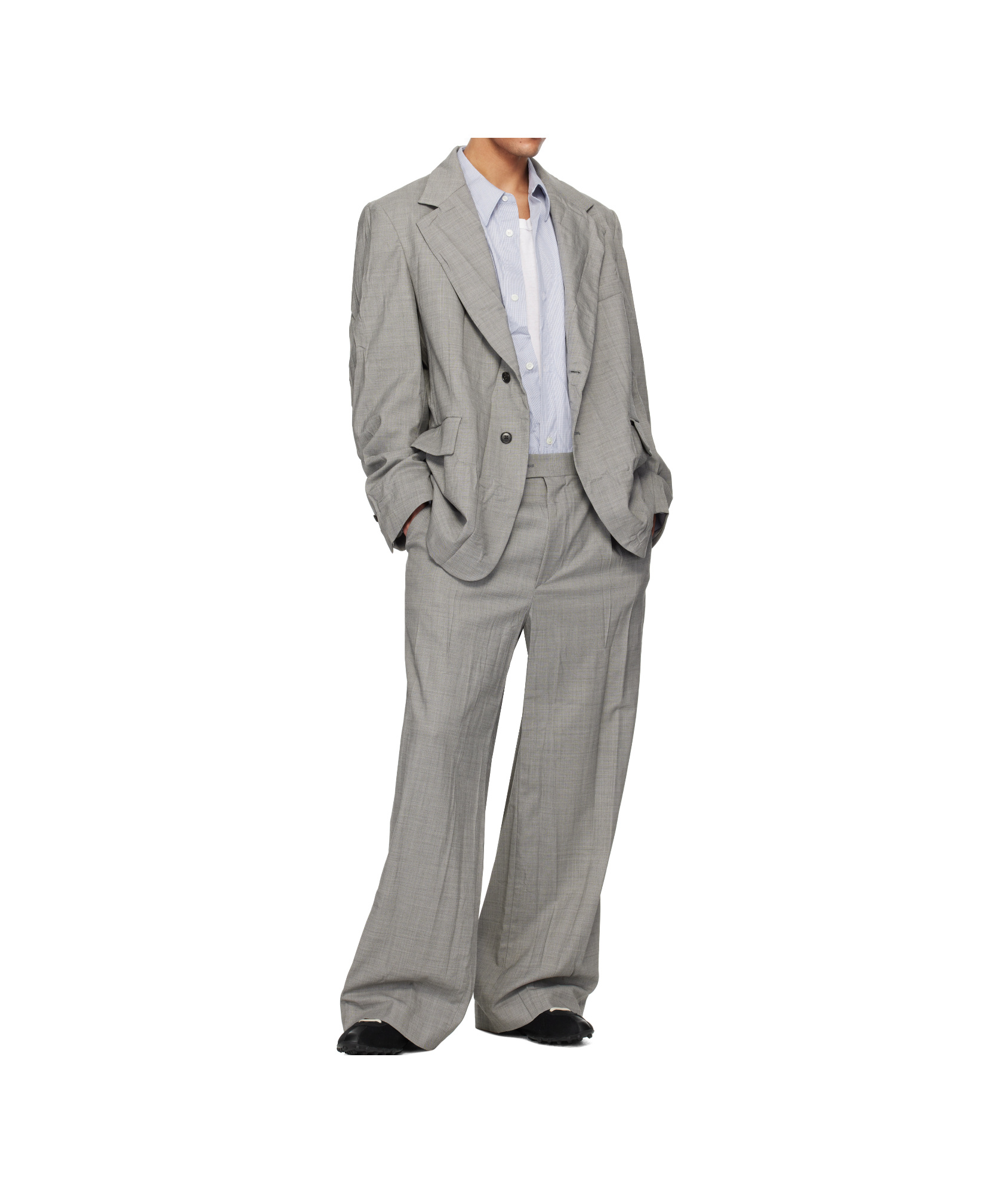 Hed Mayner Gray Crinkled Blazer In Grey