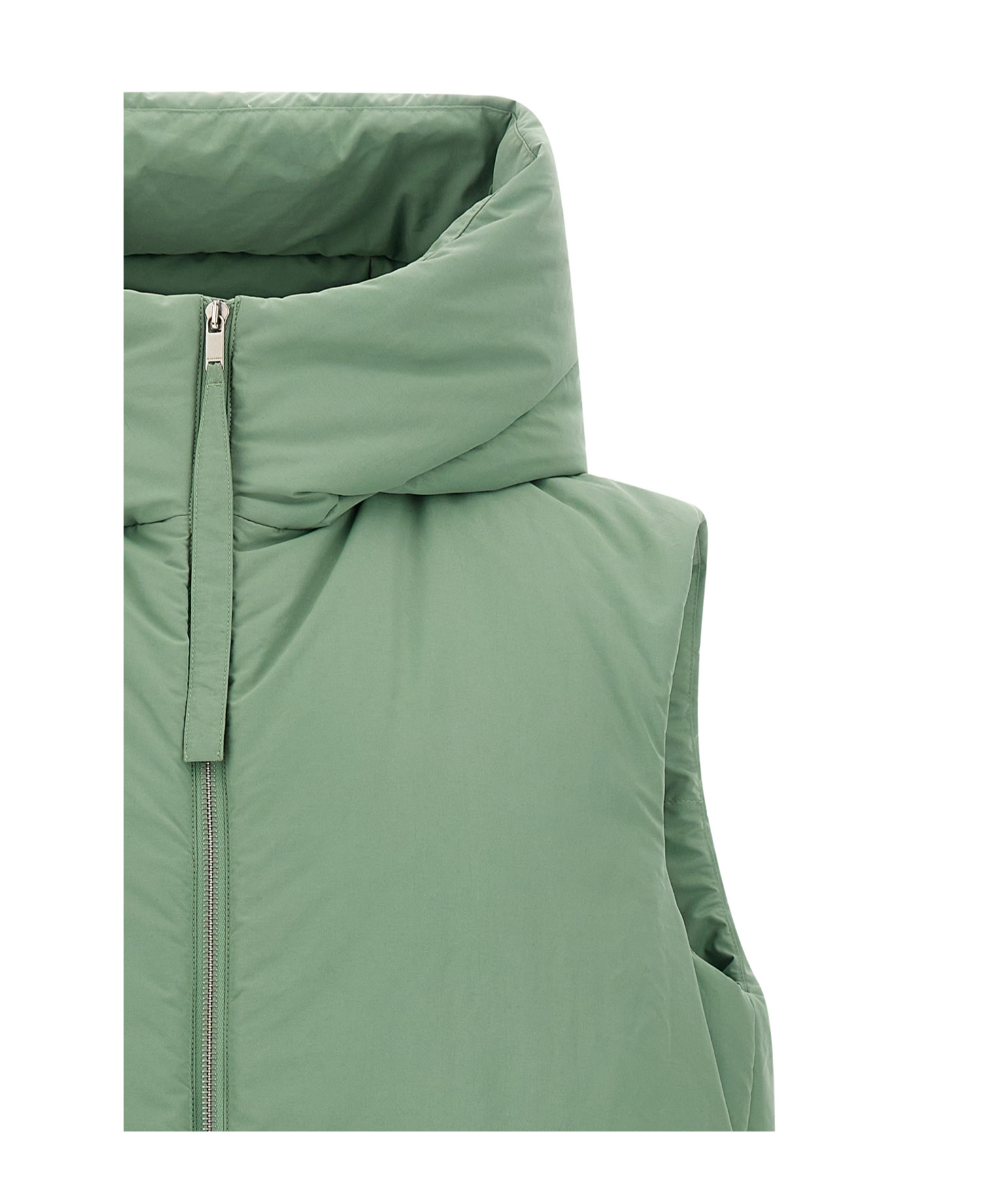 Jil Sander High Collar Sleeveless Quilted Jacket In Green