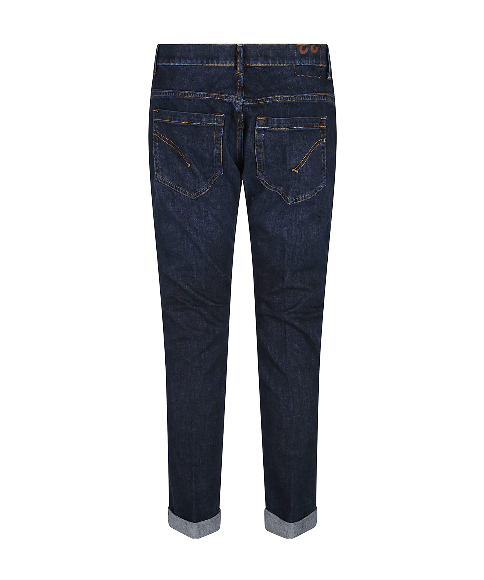 Dondup Rolled Cuffs Five-pocket Trousers With Contrast Stitching In Black