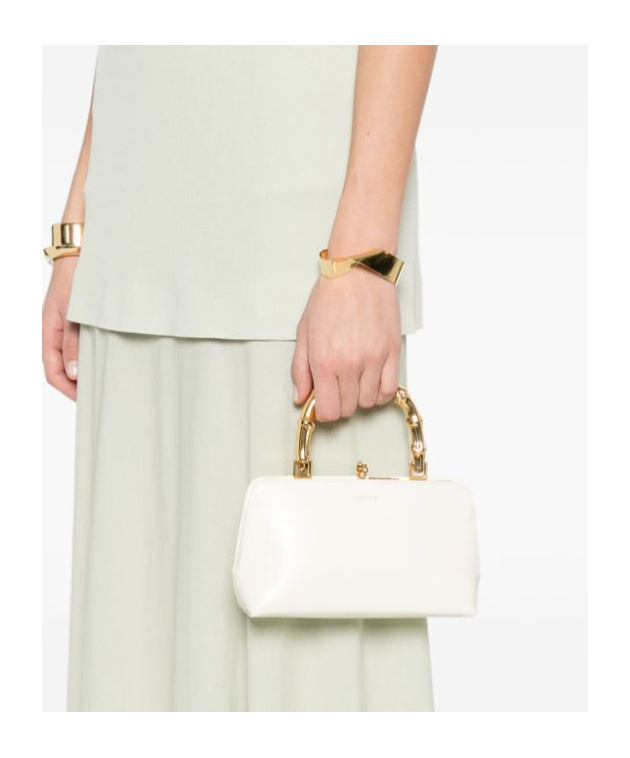 Jil Sander Sm Goji Leather Top Handle Bag In White